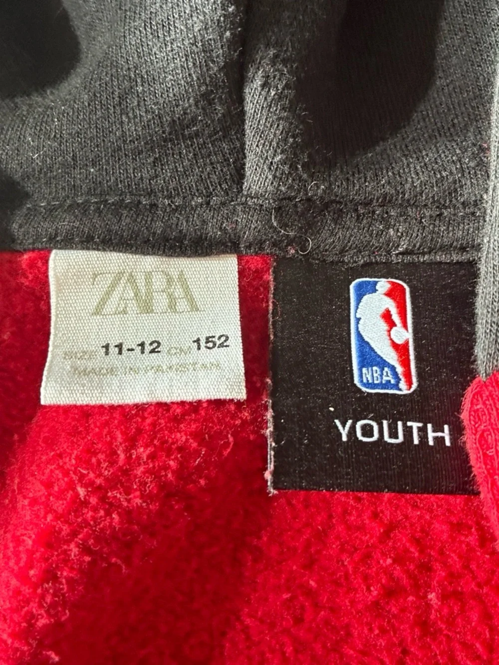 Zara Kids Red, White & Black Chicago Bulls Hooded Sweatshirt